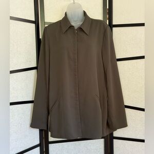 Yansi Fugel Olive Green Microfiber Jacket / Shacket ~ Button Front ~ Size XL